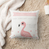 Cute Flamingo Birth Announcement Nursery Pillow Kussen (Deken)