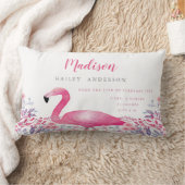 Cute Flamingo Birth Announcement Nursery Pillow Kussen (Deken)