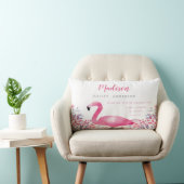 Cute Flamingo Birth Announcement Nursery Pillow Kussen (Stoel)