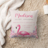 Cute Flamingo Birth Announcement Nursery Pillow Kussen (Deken)