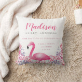 Cute Flamingo Birth Announcement Nursery Pillow Kussen (Deken)