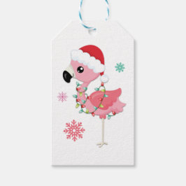 Cute Flamingo Child Name Love Santa KerstKerstmis Cadeaulabel