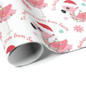 Cute Flamingo Child Name Love Santa KerstKerstmis Cadeaupapier (Rol Hoek)