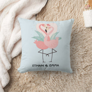 Cute Flamingo Couple Personalized Valentijnsdag Kussen