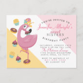 Cute Flamingo, Cupcakes & Doughnuts Sweet 16 Party Uitnodiging Briefkaart (Voorkant)