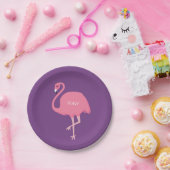 Cute Flamingo custom monogram paper borden Papieren Bordje (Feest)