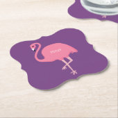 Cute Flamingo custom monogram paper onderzetters (Gekanteld)