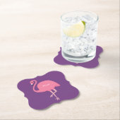 Cute Flamingo custom monogram paper onderzetters (Insitu)