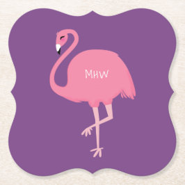 Cute Flamingo custom monogram paper onderzetters