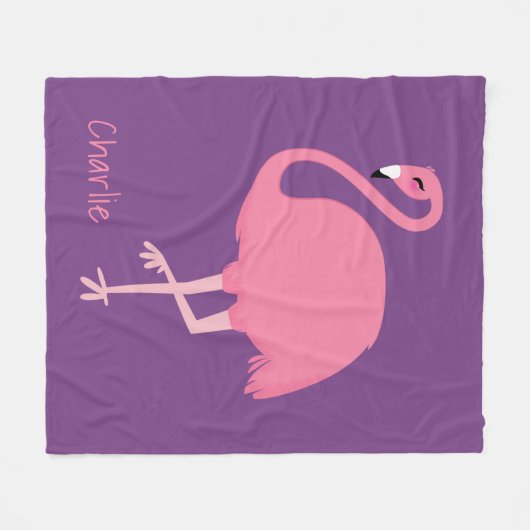 Cute Flamingo custom name fleece dekens (Voorkant (Horizontaal))