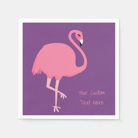 Cute Flamingo custom text paper napkins Servetten (Voorkant)