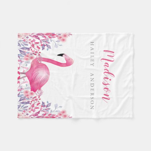 Cute Flamingo Fleece Blanket (Voorkant (Horizontaal))