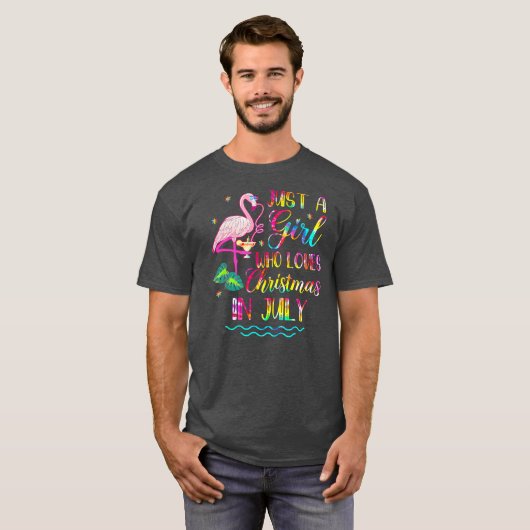 Cute Flamingo Funny Gewoon een meisje dat houdt va T-shirt (Voorkant volledig)
