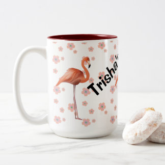 Cute flamingo gepersonaliseerd  tweekleurige koffiemok