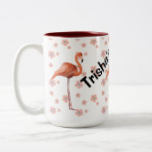 Cute flamingo gepersonaliseerd  tweekleurige koffiemok (Links)