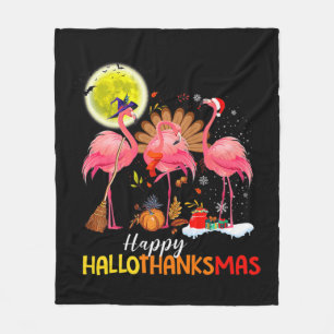 Cute Flamingo Hallo Thanksmas Happy Halloween Dank Fleece Deken