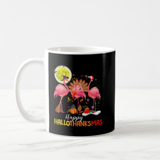 Cute Flamingo Hallo Thanksmas Happy Halloween Dank Koffiemok (Links)