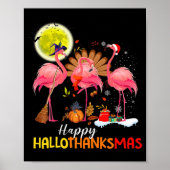 Cute Flamingo Hallo Thanksmas Happy Halloween Dank Poster (Voorkant)