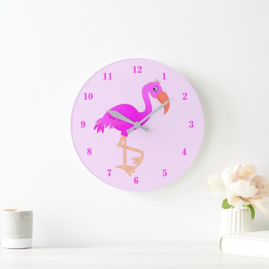 Cute Flamingo - Happy - Grote Klok (Huis)