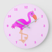Cute Flamingo - Happy - Grote Klok (Voorkant)