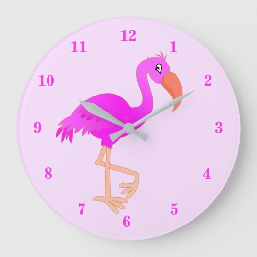 Cute Flamingo - Happy - Grote Klok (Voorkant)