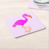 Cute Flamingo - Happy Kartonnen Onderzetters (Schuin)