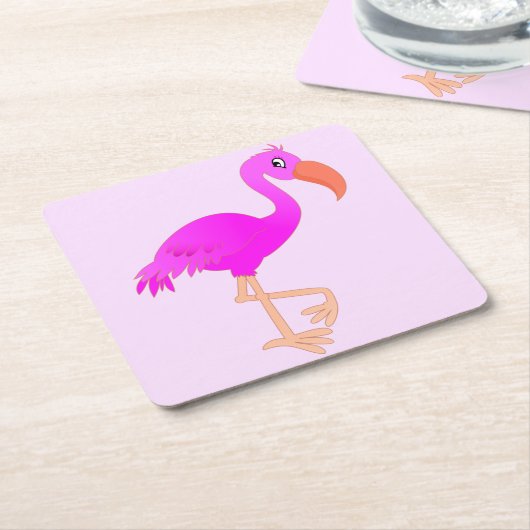 Cute Flamingo - Happy Kartonnen Onderzetters (Schuin)