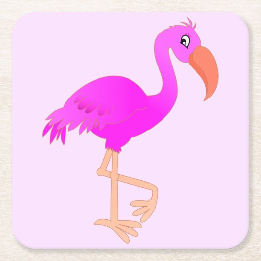 Cute Flamingo - Happy Kartonnen Onderzetters (Voorkant)