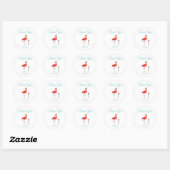 Cute Flamingo & Heart Hartelijk dank Ronde Sticker (Vel)