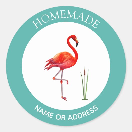 Cute Flamingo Homemade Classic Round Sticker (Voorkant)