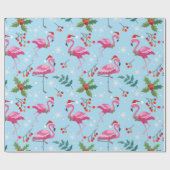 Cute Flamingo kerstpatroonverdringerpapier Cadeaupapier (Vlak)