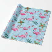 Cute Flamingo kerstpatroonverdringerpapier Cadeaupapier (Uitgerold)