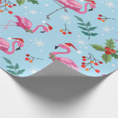 Cute Flamingo kerstpatroonverdringerpapier Cadeaupapier (Hoek)