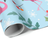Cute Flamingo kerstpatroonverdringerpapier Cadeaupapier (Rol Hoek)