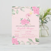 Cute Flamingo, Leaves, Floral Baby shower Kaart (Staand voorkant)