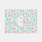 Cute Flamingo Ma en Baby Pattern Fleece Deken (Voorkant (Horizontaal))
