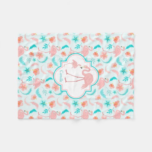 Cute Flamingo Ma en Baby Pattern Fleece Deken (Voorkant (Horizontaal))