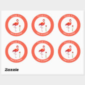 Cute Flamingo on Coral & White Bedankt Ronde Sticker (Vel)