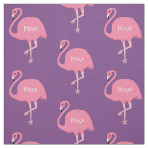 Cute Flamingo optionele aangepaste monogram fabric Stof