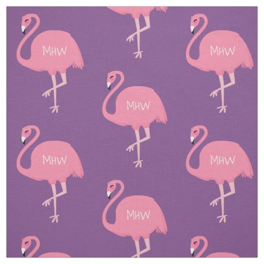 Cute Flamingo optionele aangepaste monogram fabric Stof (Swatch)