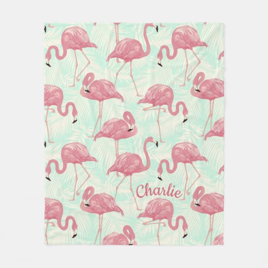 Cute Flamingo patroon aangepaste naam fleece blank (Voorkant)