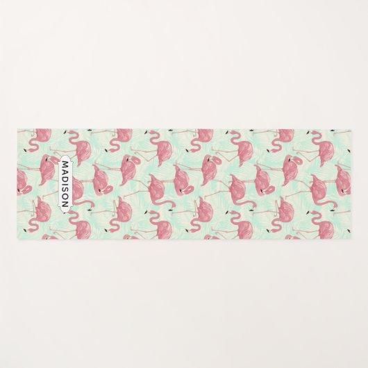 Cute Flamingo patroon custom name yoga mat (Voorkant (horizontaal))