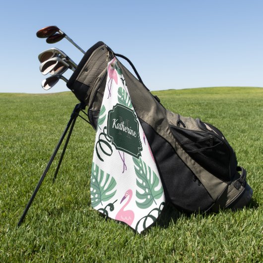 Cute Flamingo patroon Golfhanddoek (Groen)