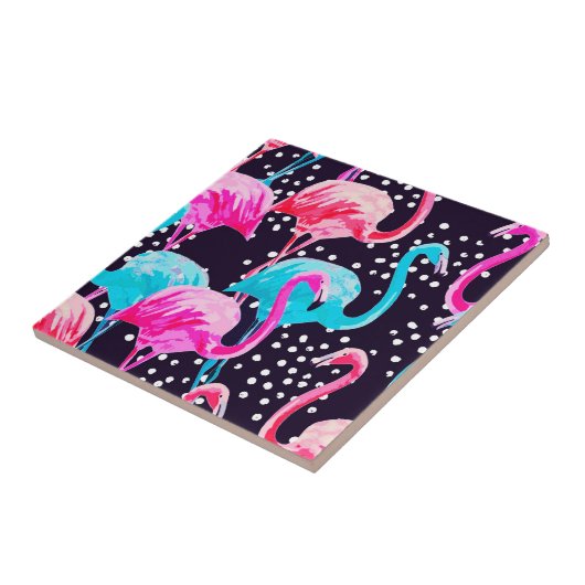 Cute Flamingo patroon Tegeltje (Zijkant)