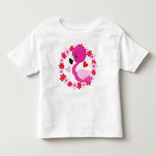 Cute Flamingo, Pink Flamingo, Bird, Flowers, Heart Kinder Shirts (Voorkant)