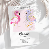 Cute Flamingo Pink Girly Invitation Kaart