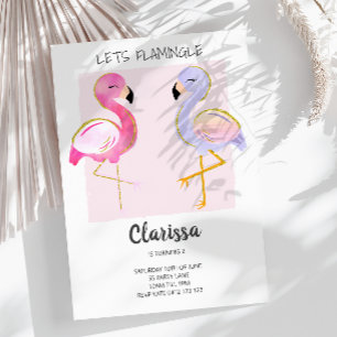 Cute Flamingo Pink Girly Invitation Kaart