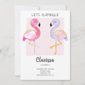 Cute Flamingo Pink Girly Invitation Kaart (Voorkant)