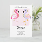 Cute Flamingo Pink Girly Invitation Kaart (Staand voorkant)