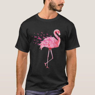 Cute Flamingo Pink Ribbon Breast Cancer Bewustheid T-shirt